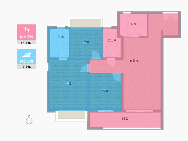 江苏省-常州市-美的世茂云筑-90.00-户型库-动静分区