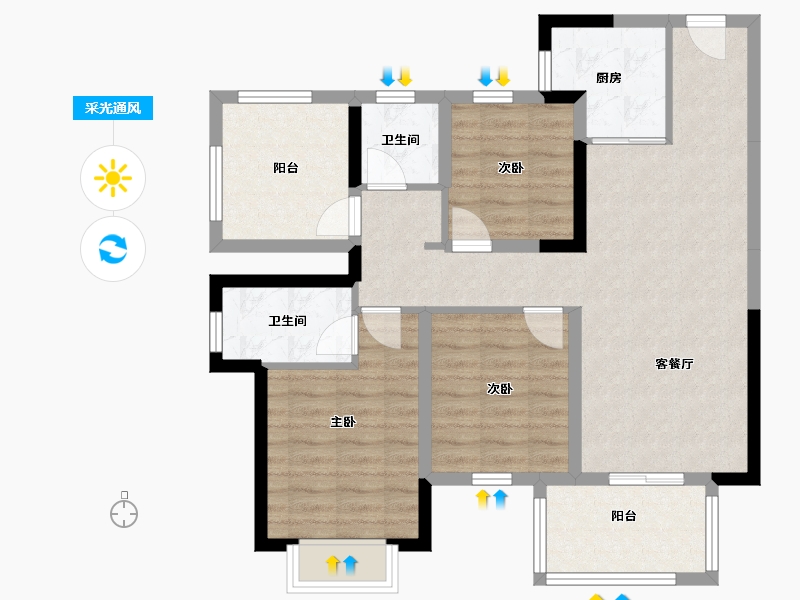 广西壮族自治区-南宁市-保利领秀前城-108.00-户型库-采光通风