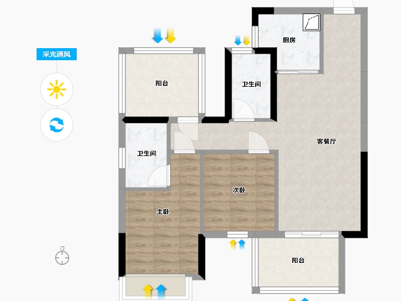 广西壮族自治区-南宁市-保利领秀前城-108.00-户型库-采光通风