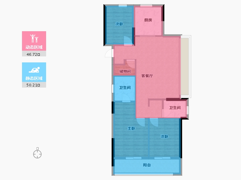 浙江省-杭州市-月映星语园-89.00-户型库-动静分区