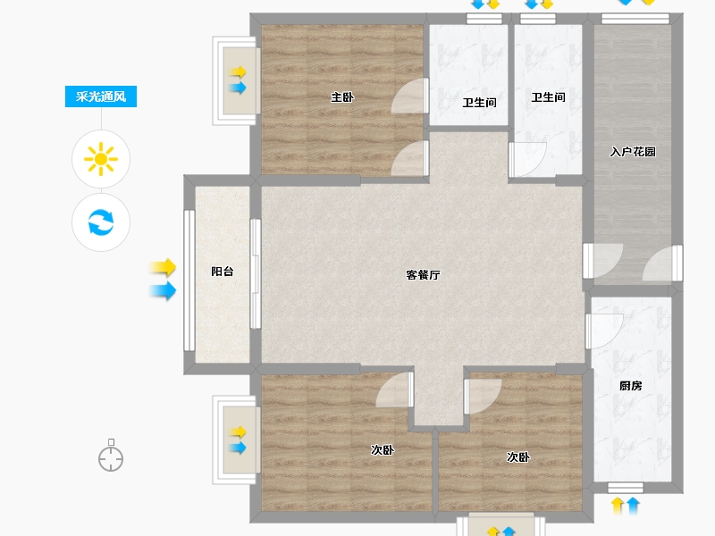 海南省-海口市-金城新天地-100.00-户型库-采光通风