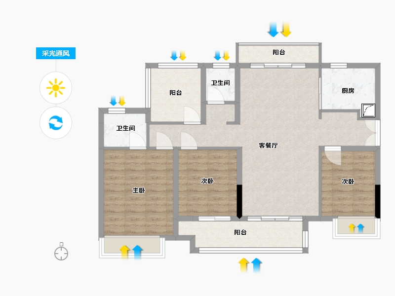 广东省-江门市-粤海城-97.00-户型库-采光通风