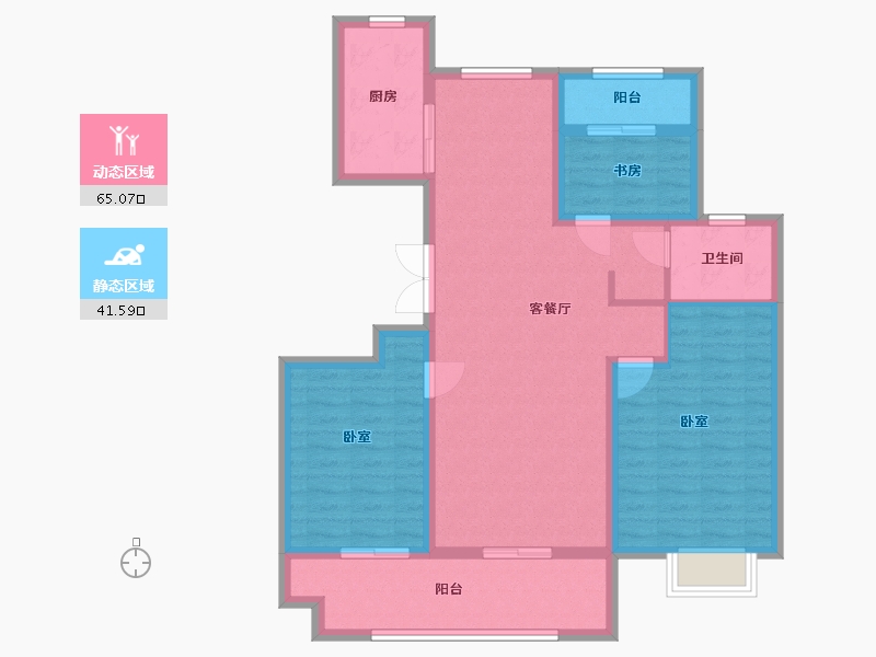 安徽省-六安市-法姬娜新城悦府-95.83-户型库-动静分区