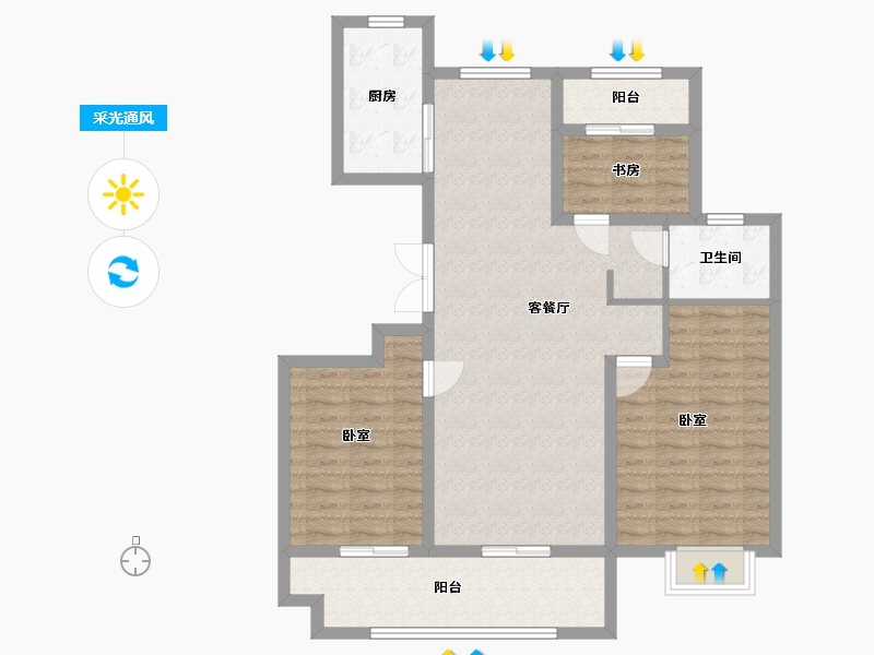 安徽省-六安市-法姬娜新城悦府-95.83-户型库-采光通风