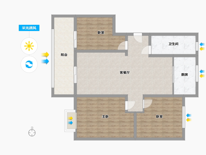 山东省-临沂市-水岸华庭-106.00-户型库-采光通风