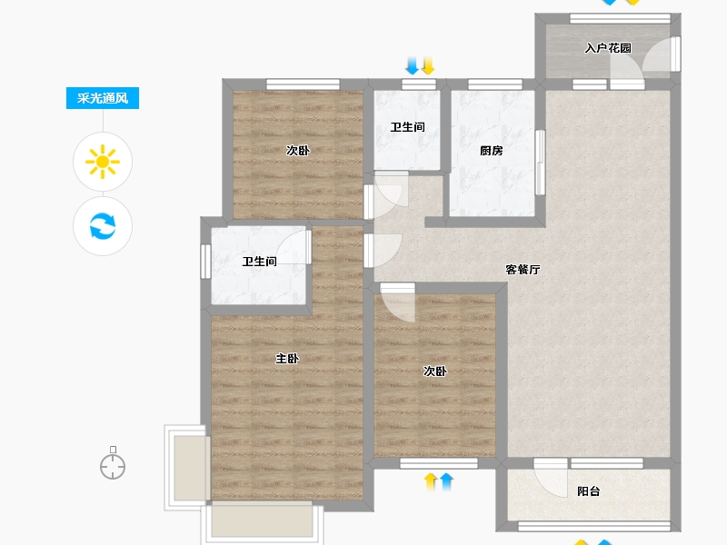 山东省-聊城市-民生凤凰城11号院-95.00-户型库-采光通风