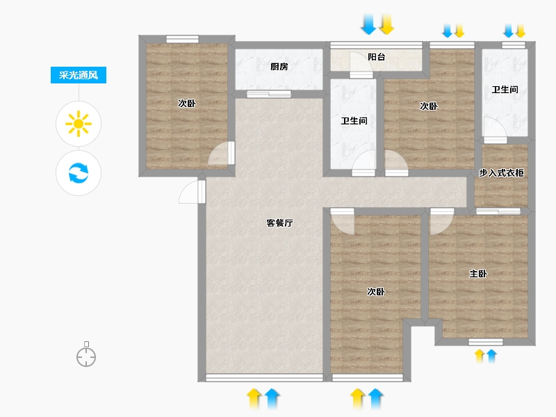 湖南省-怀化市-怀化华远万江府-128.00-户型库-采光通风