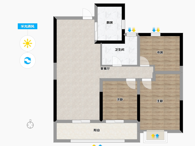 安徽省-淮北市-相南花园小区-90.00-户型库-采光通风