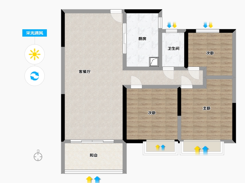 安徽省-阜阳市-淮河佳苑-100.00-户型库-采光通风