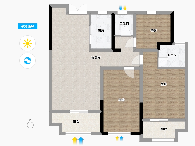 江苏省-宿迁市-庭瑞紫园-95.00-户型库-采光通风