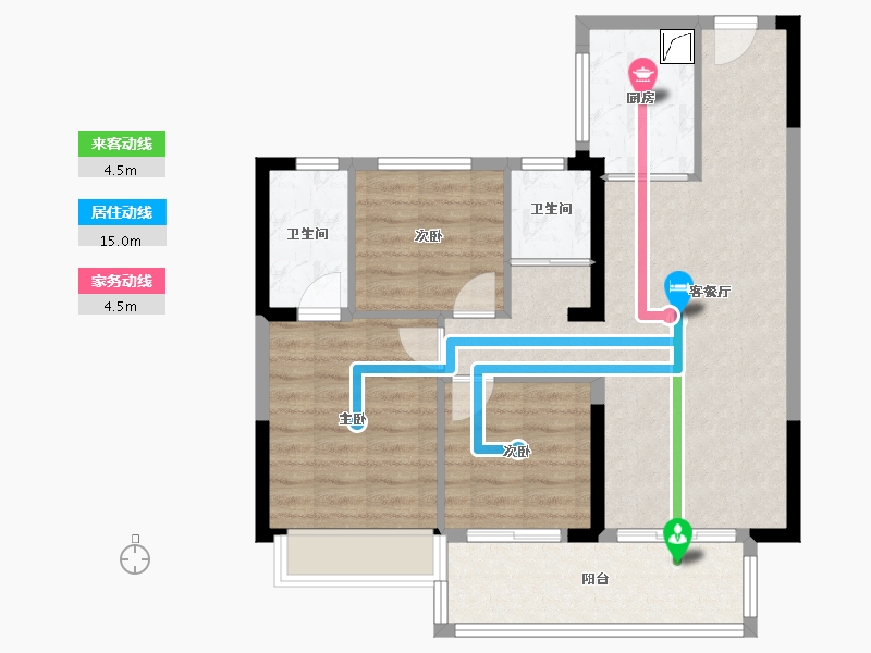 江苏省-常州市-碧桂园光明·碧玥和鸣-80.00-户型库-动静线