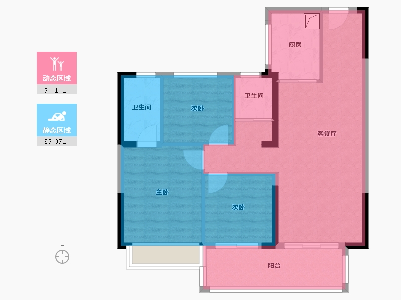 江苏省-常州市-碧桂园光明·碧玥和鸣-80.00-户型库-动静分区