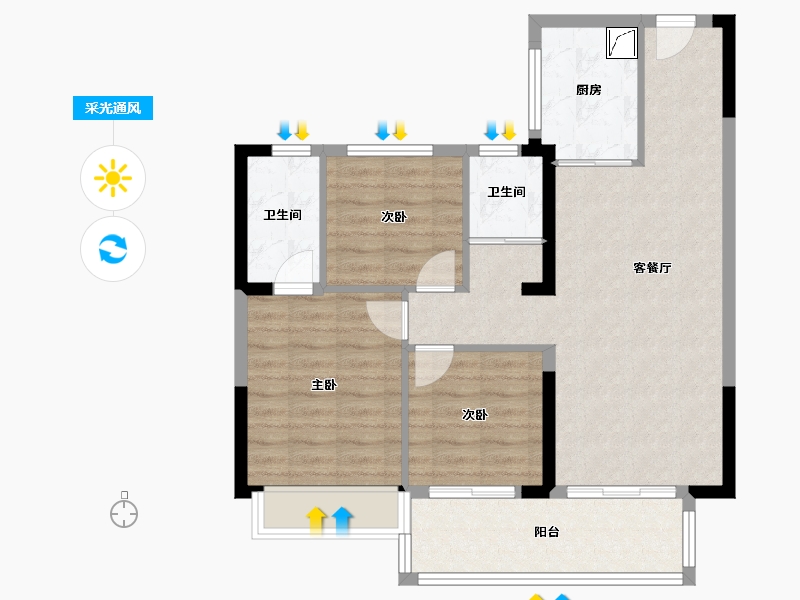 江苏省-常州市-碧桂园光明·碧玥和鸣-80.00-户型库-采光通风