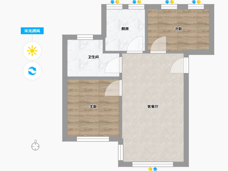 广东省-广州市-祈福新邨-45.60-户型库-采光通风