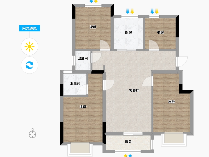 浙江省-绍兴市-金辉半岛云著-92.00-户型库-采光通风