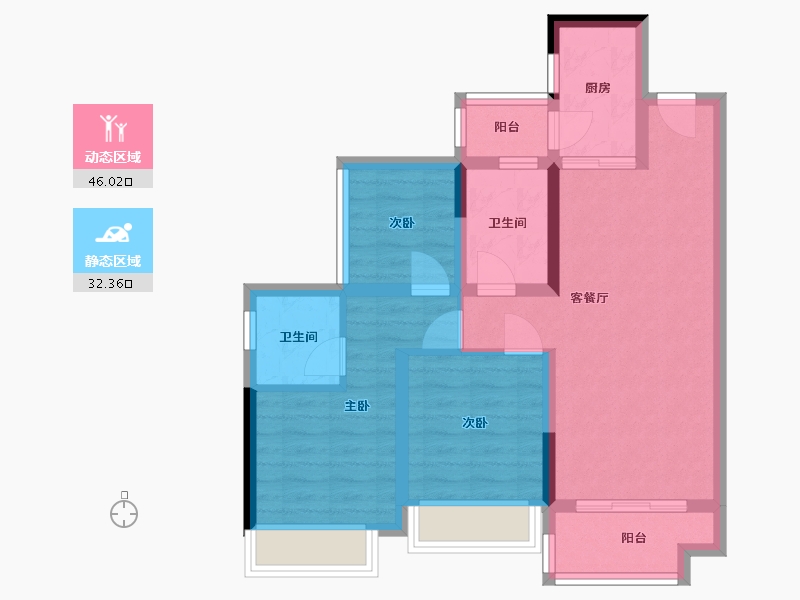 四川省-绵阳市-万为翡翠御园-71.00-户型库-动静分区