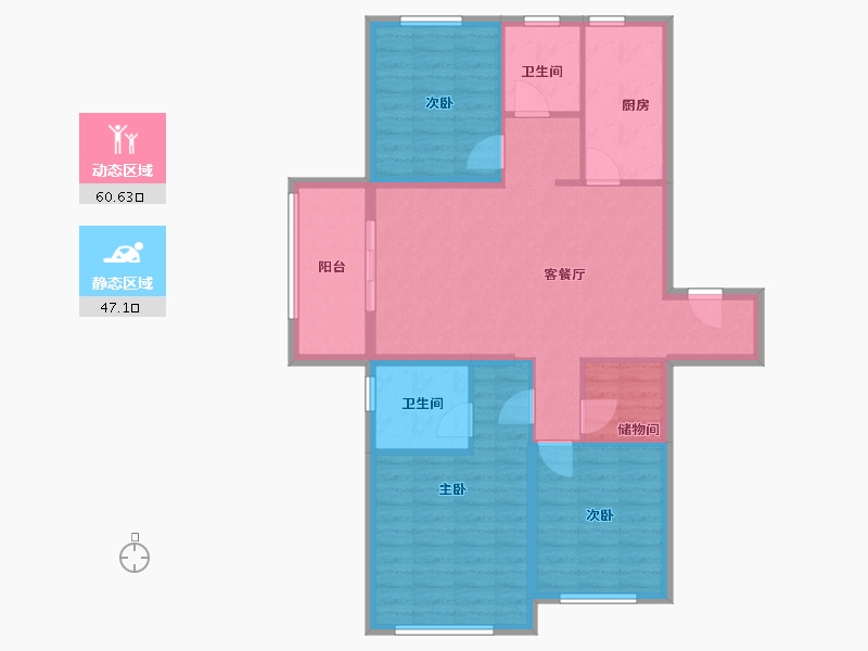 山东省-青岛市-新城云樾晓院-96.86-户型库-动静分区