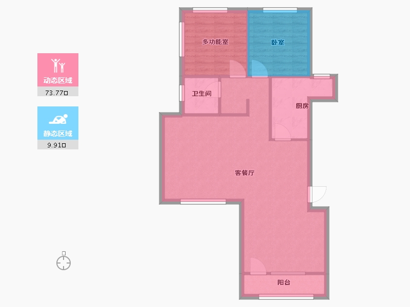 辽宁省-大连市-世茂寰海城-二期-76.00-户型库-动静分区