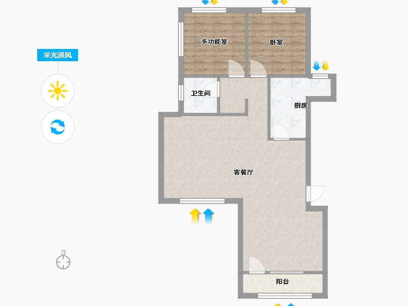 辽宁省-大连市-世茂寰海城-二期-76.00-户型库-采光通风