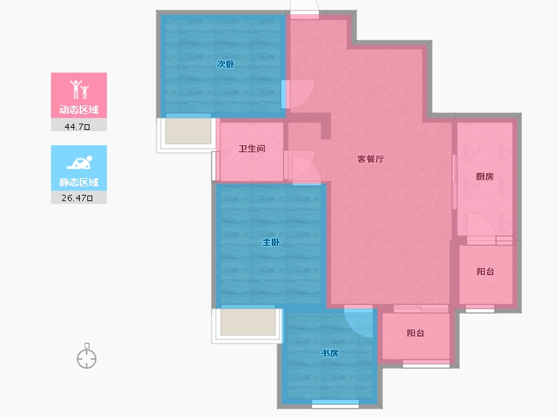 重庆-重庆市-北辰·悦来壹号-67.70-户型库-动静分区