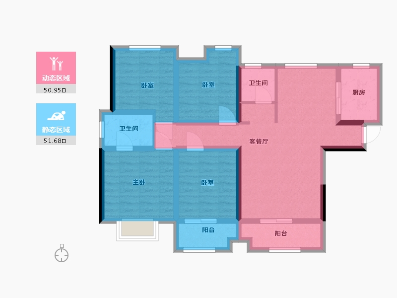 安徽省-合肥市-滨湖沁园-90.00-户型库-动静分区