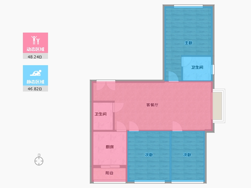 内蒙古自治区-鄂尔多斯市-君泰华府-108.00-户型库-动静分区