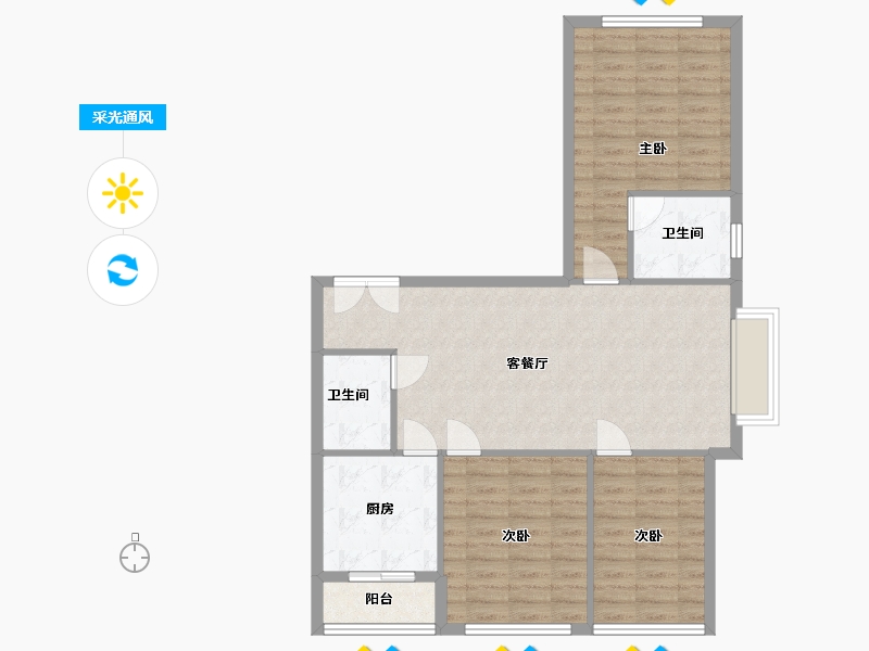 内蒙古自治区-鄂尔多斯市-君泰华府-108.00-户型库-采光通风