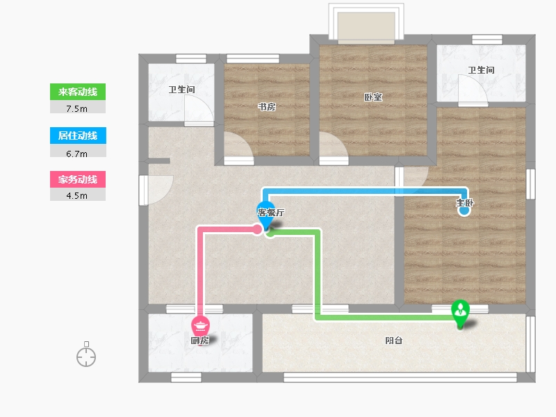 云南省-德宏傣族景颇族自治州-瑞丽古城小区-90.00-户型库-动静线