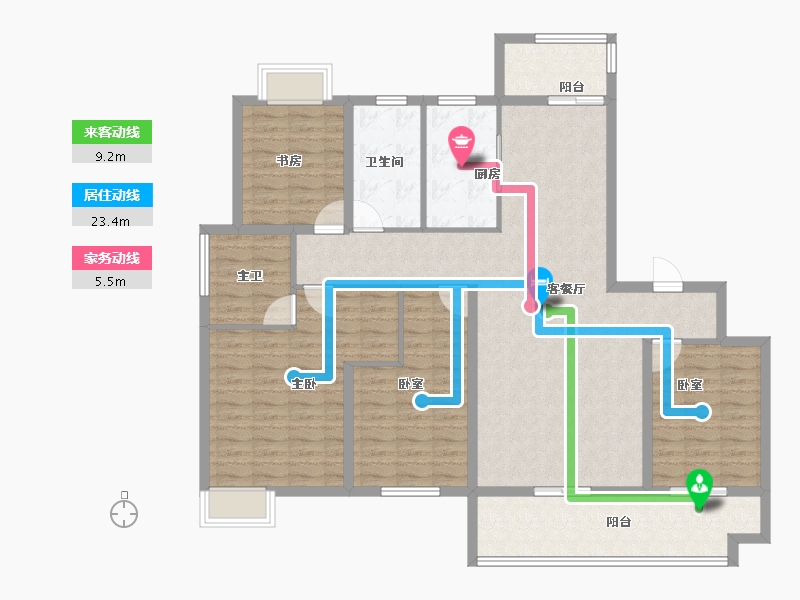 湖南省-长沙市-北辰中央公园慧辰园-145.00-户型库-动静线