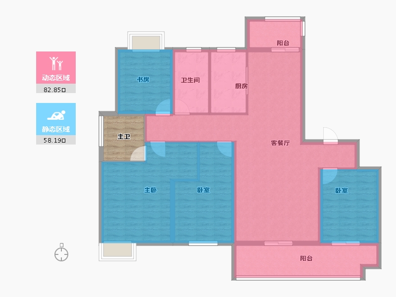 湖南省-长沙市-北辰中央公园慧辰园-145.00-户型库-动静分区