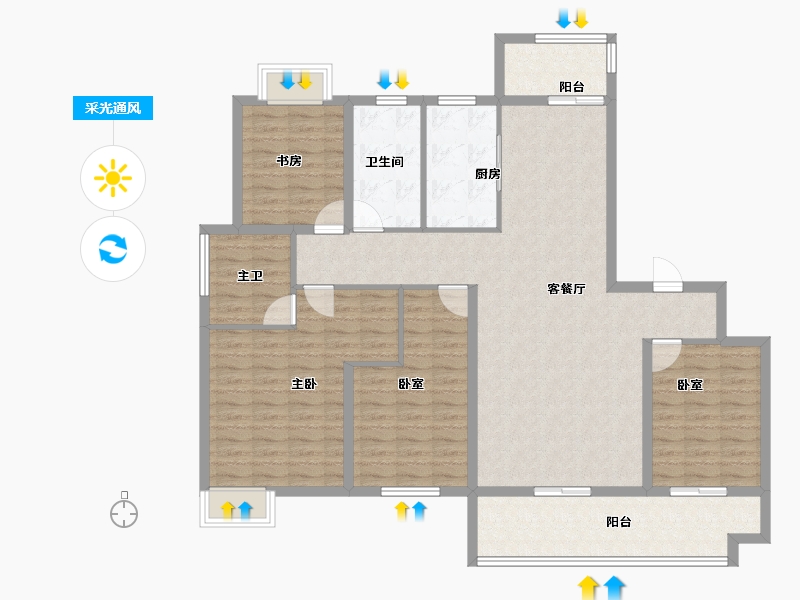 湖南省-长沙市-北辰中央公园慧辰园-145.00-户型库-采光通风