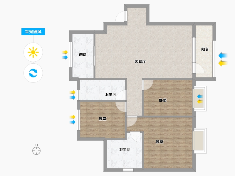 河北省-承德市-欢乐江山-105.00-户型库-采光通风