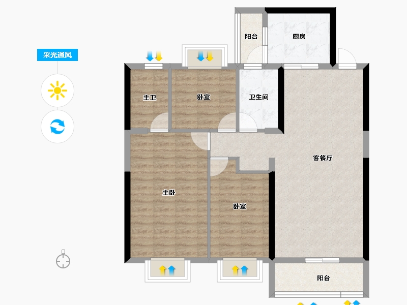 广西壮族自治区-南宁市-恒大雅苑-128.00-户型库-采光通风