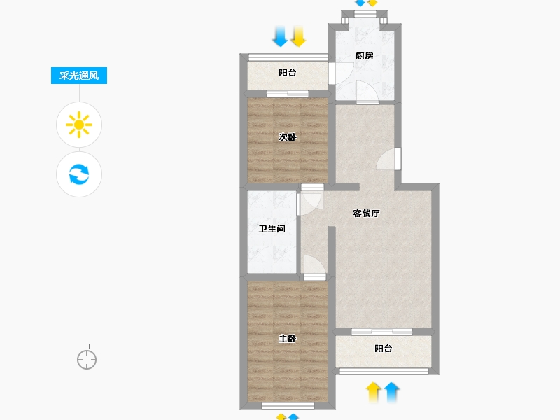 北京-北京市-郁花园-一里-78.00-户型库-采光通风