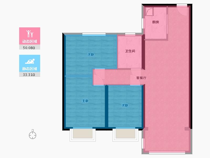 山西省-太原市-碧桂园桃源里-84.55-户型库-动静分区