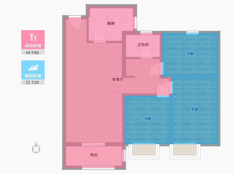 山西省-吕梁市-泽泰御景湾-86.00-户型库-动静分区