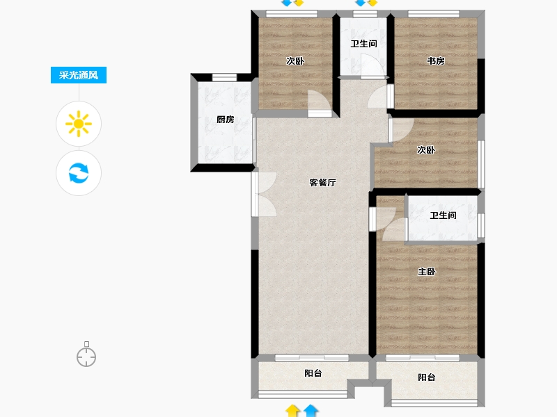 河南省-郑州市-永威泰和璟苑-91.00-户型库-采光通风