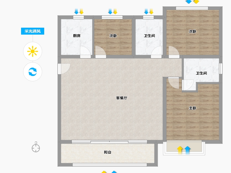 河北省-邯郸市-幸福城.紫玥-110.00-户型库-采光通风