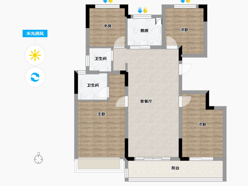 浙江省-杭州市-浦河云邸-100.00-户型库-采光通风