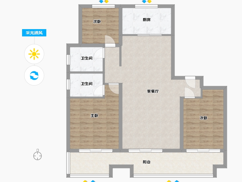 安徽省-宣城市-凤凰城-102.00-户型库-采光通风