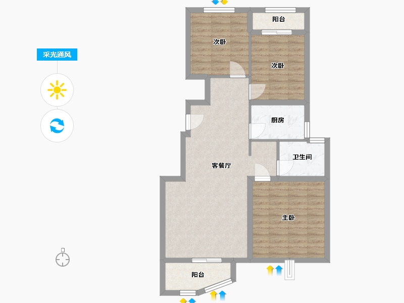 浙江省-嘉兴市-东鼎花苑-79.00-户型库-采光通风