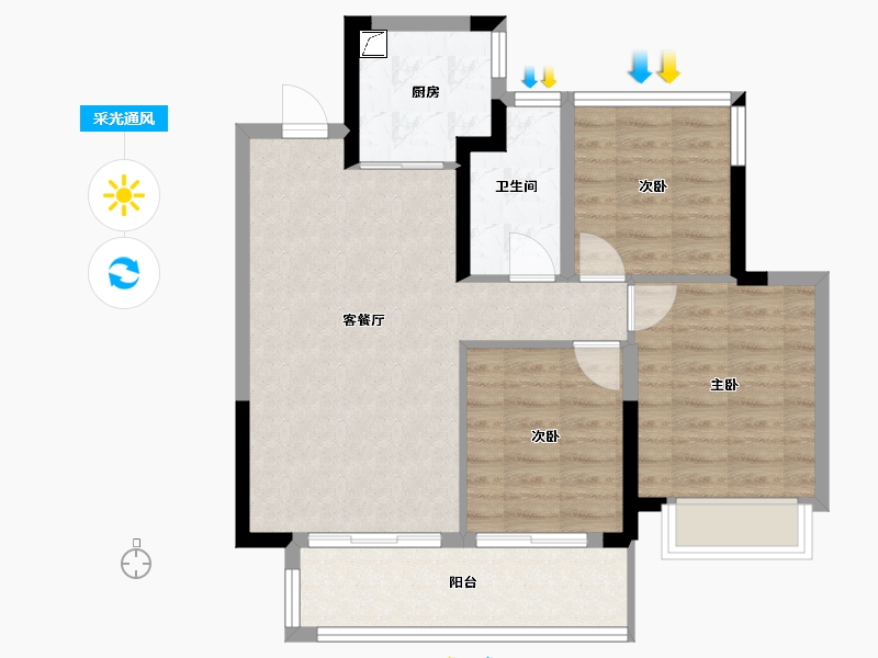 安徽省-合肥市-龙湖文德璟宸天著-73.00-户型库-采光通风