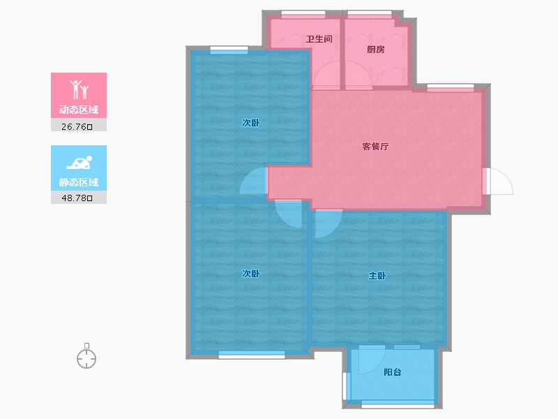 浙江省-宁波市-奥林80-77.96-户型库-动静分区