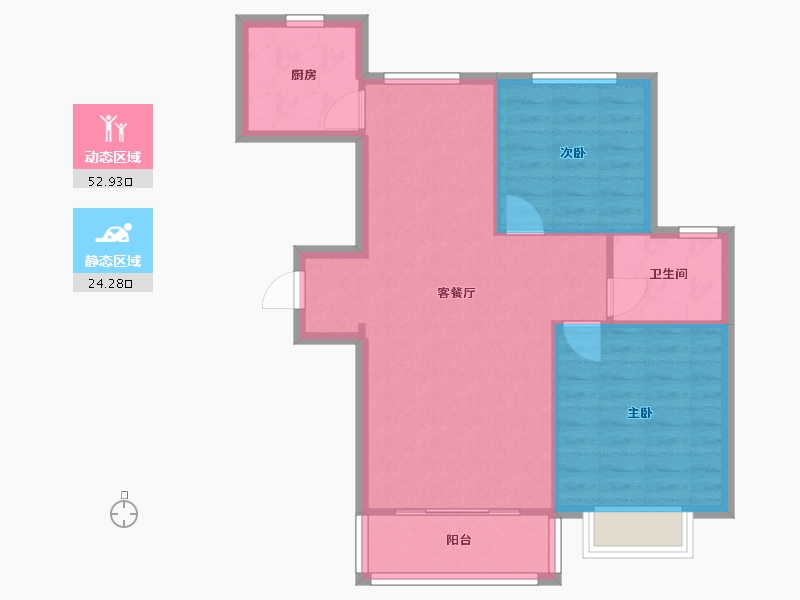 上海-上海市-清湖湾一期5号楼701室-81.00-户型库-动静分区