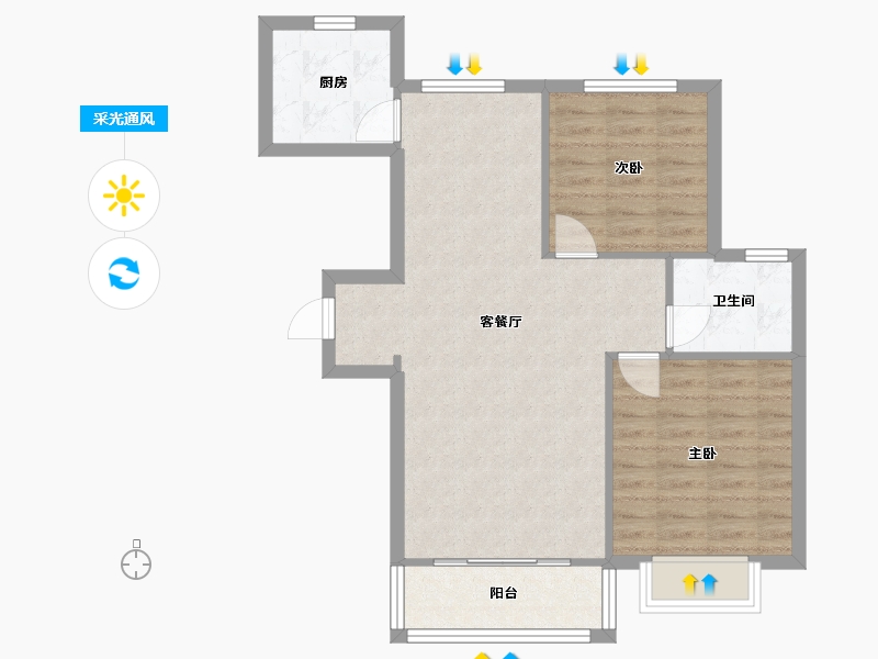 上海-上海市-清湖湾一期5号楼701室-81.00-户型库-采光通风