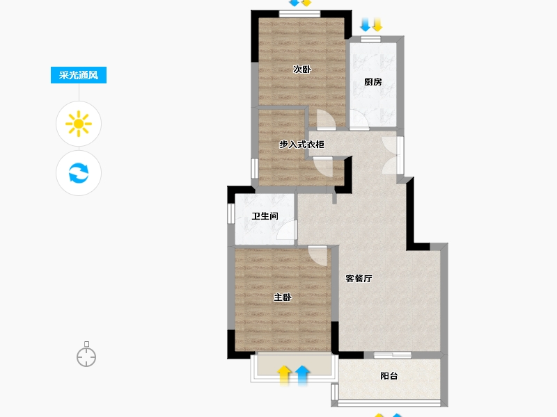 浙江省-嘉兴市-鸿翔紫藤里-70.00-户型库-采光通风