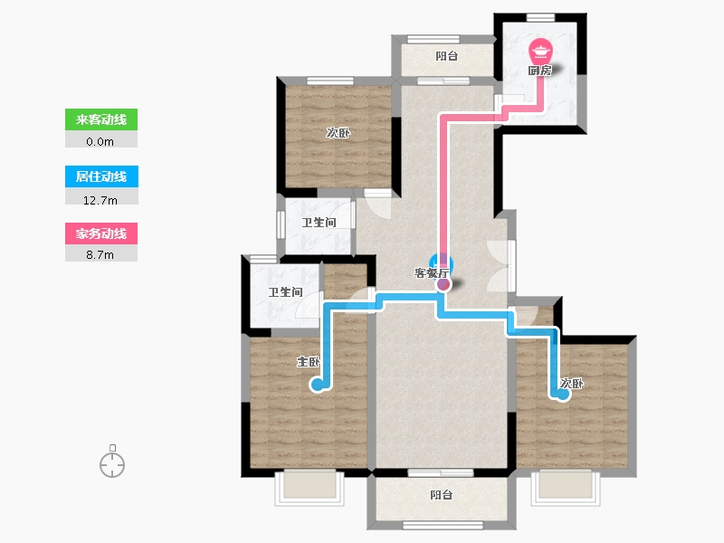 陕西省-西安市-凤鸣华府-106.00-户型库-动静线