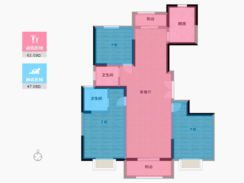 陕西省-西安市-凤鸣华府-106.00-户型库-动静分区