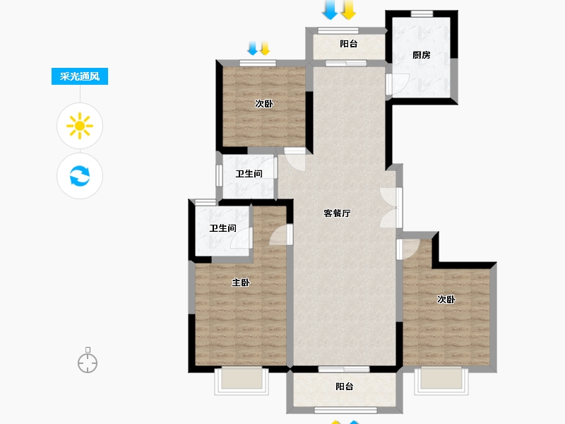 陕西省-西安市-凤鸣华府-106.00-户型库-采光通风