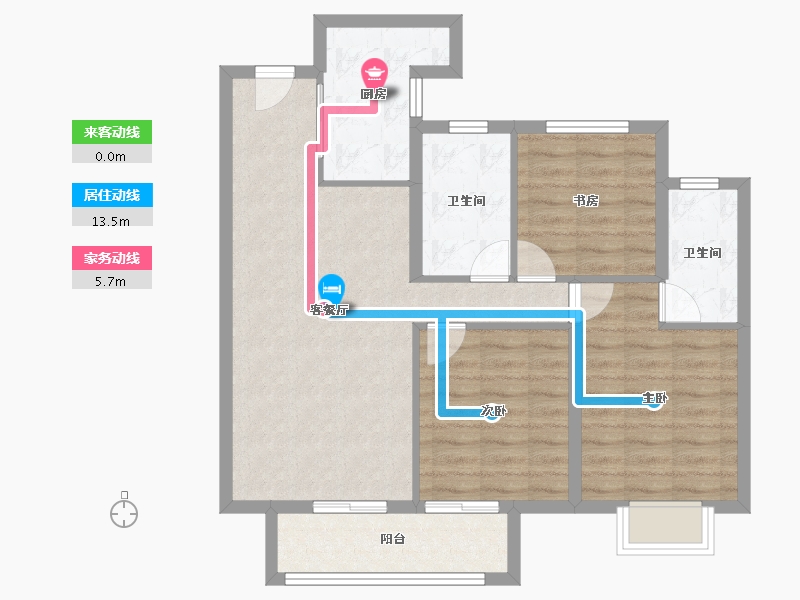 湖北省-宜昌市-宜昌城市旅游客厅国际社区-84.06-户型库-动静线